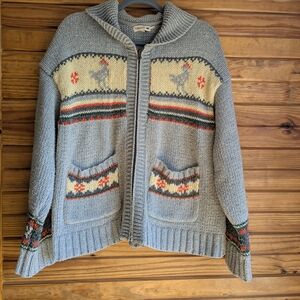 Toad & Co Nitsa Zipper Wool Cardigan Fair Isle Chicken Pattern